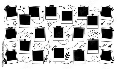 Graduation Yearbook Photocard Collage Template with Hand Drawn Pen Doodles Vector
