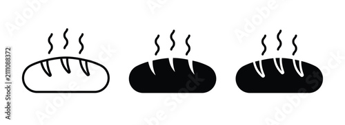 Bread icon. Loaf bread icon design. Baguette bread vector icon. Bakery symbol.