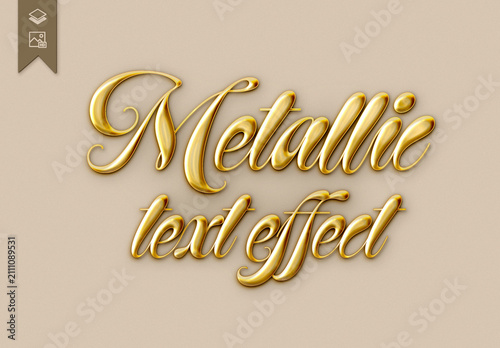 Gold metallic 3D text effect PSD, elegant editable typography