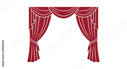 Foto Red stage curtains with tassels vector illustration on transparent background