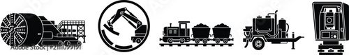 Valokuva Underground Tunneling Vector Set with TBM Tunnel Lining Segment Erector Mining T