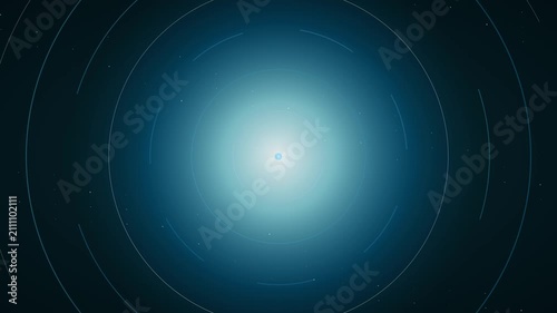 Abstract blue bokeh lights background, glowing soft particles on dark backdrop, ethereal shimmering light spheres for cinematic video overlays