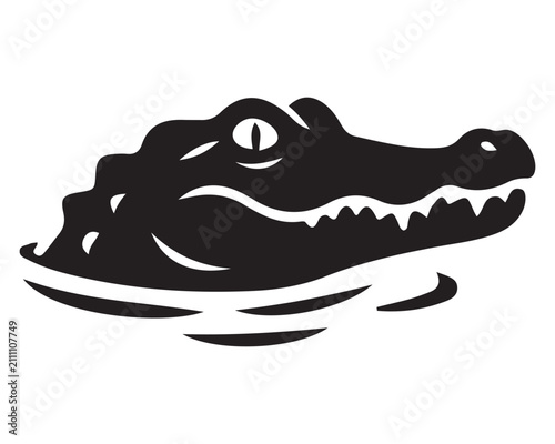 Konstfotografi Alligator silhouette emerging from water with alligator crocodile wildlife