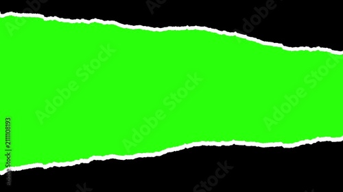 Seamless Torn Paper Edge Reveal Transition Background with Green Screen