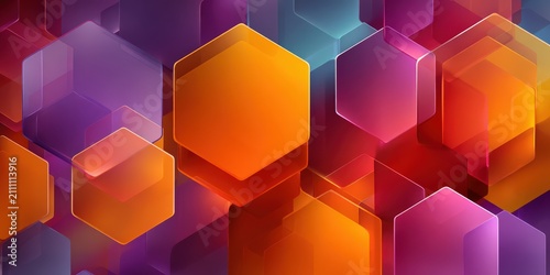 Professional digital abstract visualization utilizing layered hexagonal geometric patterns with advanced transparency, lighting effects, color gradients, and high-resolution rendering