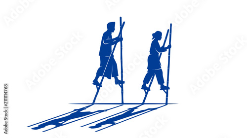 Indonesia Independence Day Egrang Bamboo Stilts Race Illustration