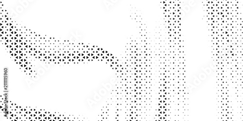 Abstract geometric black and white graphic design triangle halftone pattern