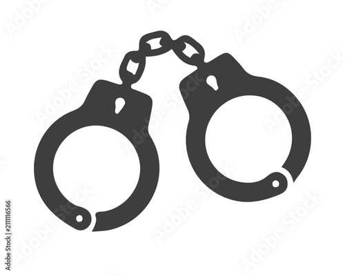 Foto Metal handcuffs icon representing security law enforcement and imprisonment