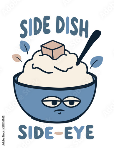 Playful Blue Bowl Serving A Creamy Side Dish