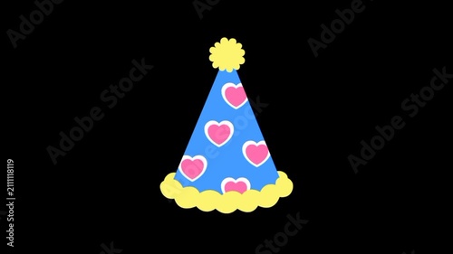 Birthday party hats 3d icon animation. 