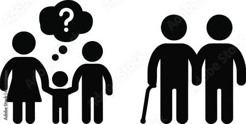Cuadro en lienzo Family with unknown member question mark symbol concept