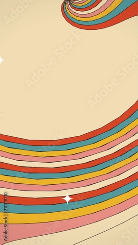 Retro Groovy Rainbow Waves Abstract Background for Vertical Social Media Loop 4k video