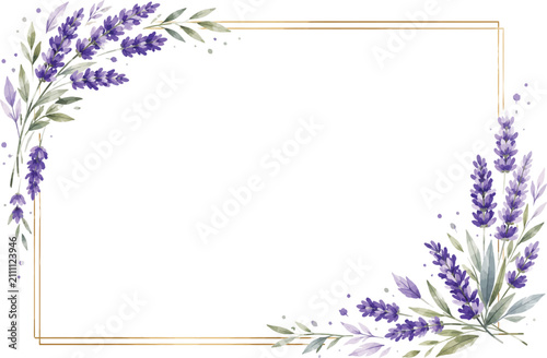 Elegant Lavender Flower Corner Border Template for Wedding Invitations
