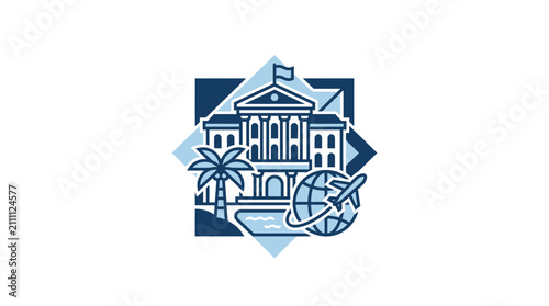 Cuadro en lienzo Travel and Diplomacy Badge Vector Illustration