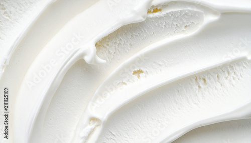 クリーミーなバニラアイスが広がる俯瞰テクスチャ
Top view of creamy vanilla ice cream texture filling the frame with copy space