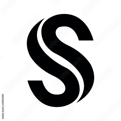 Minimalist Letter S Monogram Logo Design Featuring Intertwined Abstract Geometric Shapes in Black and White