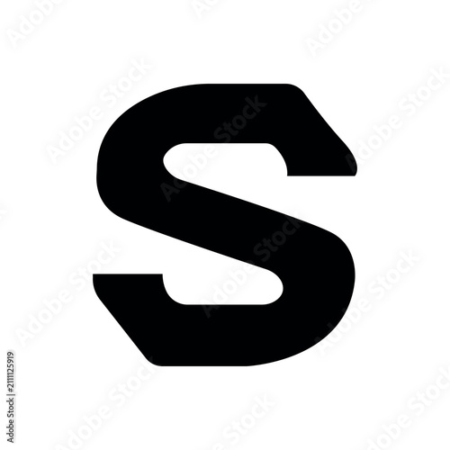 Bold black letter S icon logo design modern geometric typography alphabet initial vector sign isolated on white background