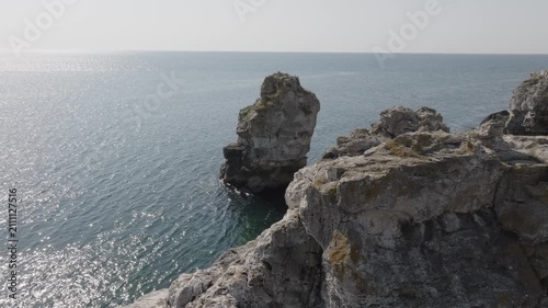 Aerial view of Black sea coast near Tyulenovo village, Bulgaria.
