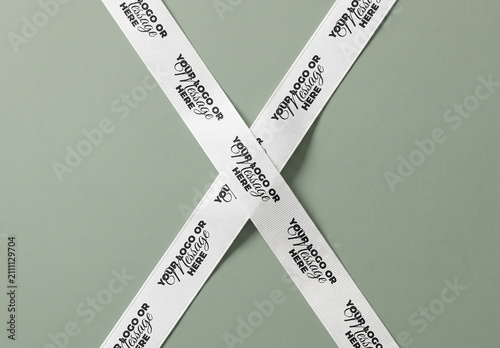 White Ribbons Fabric Crossing Branding Mockup
