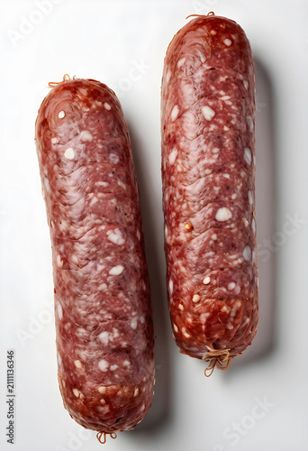Two whole salami sausages i...