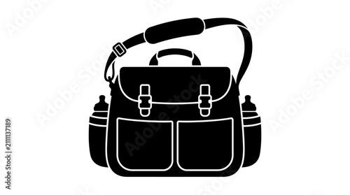 Foto Camera bag silhouette on a white background simple graphic design