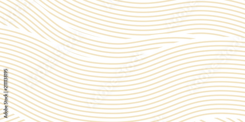 Abstract beige wave line pattern background, Japanese style seamless aesthetic curved lines wallpaper, elegant minimal vector texture for packaging, cover design, or banner