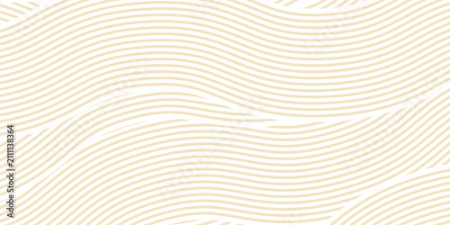 Abstract beige wave line pattern background, Japanese style seamless aesthetic curved lines wallpaper, elegant minimal vector texture for packaging, cover design, or banner
