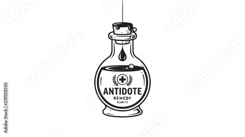 Canvastavla Vintage Antidote Remedy Bottle Illustration - Retro Medicine Potion Flask
