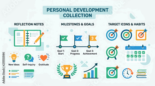 Personal development icons and symbols.
