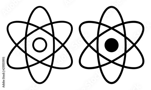 Fotografía Simple black and white vector illustrations of atomic models with elliptical ele