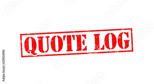 A bold and striking logo featuring the words 'quote log' in a dynamic, three-dimensional red font with a distressed wood texture effect, conveying creativity and inspiration