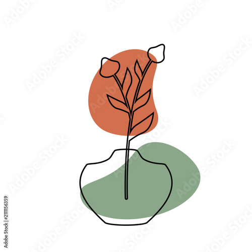 Aesthetic line art vase with abstract shape