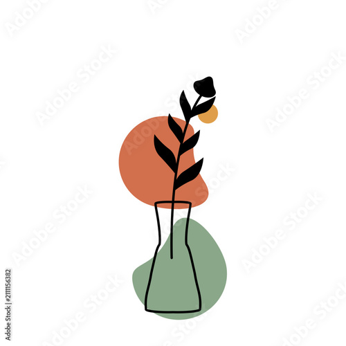 Aesthetic line art vase with abstract shape