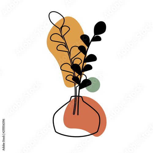 Aesthetic line art vase with abstract shape