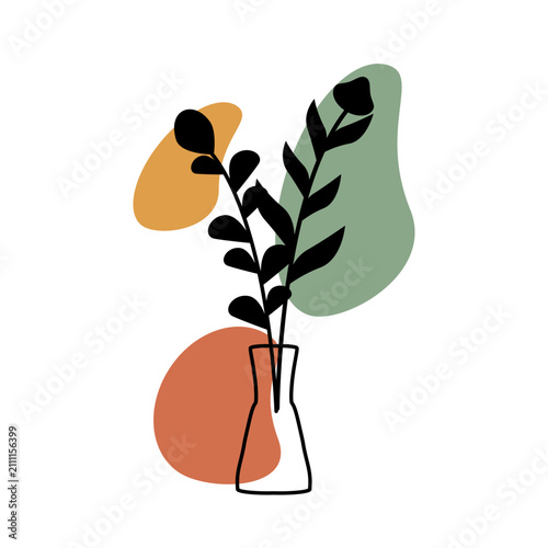 Aesthetic line art vase with abstract shape