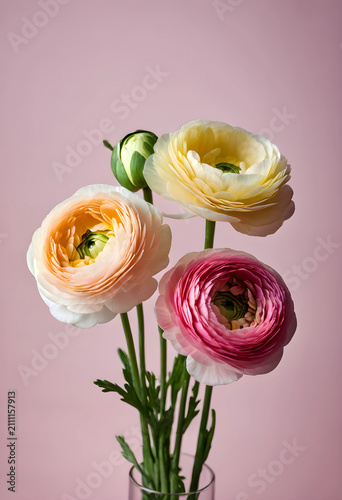 Three fresh ranunculus flow...