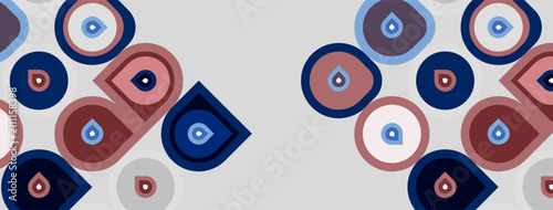 Quadro su tela Abstract pattern features eye motifs, circles, squares