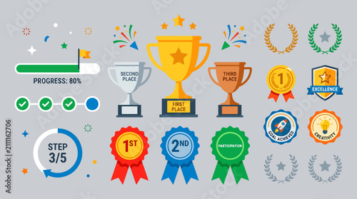 Trophy and award icons collection.