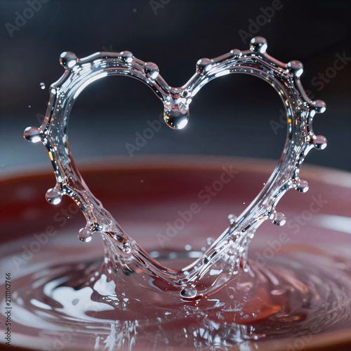 Hard Surface Splash Heart. Magical Garden With Heart-Shaped Water Feature