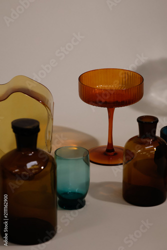 Fotografie Glass bottles and glasses #1