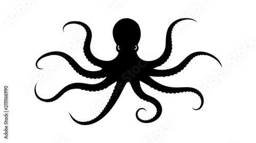Giant octopus silhouette with outspread tentacles