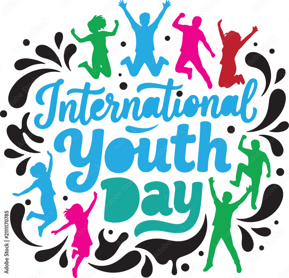 Obraz premium Colorful group of young people celebrating international youth day with joy and energy