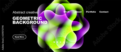 Abstract shapes, vibrant colors, dark background. Modern design for website or presentation. Minimalist aesthetic.