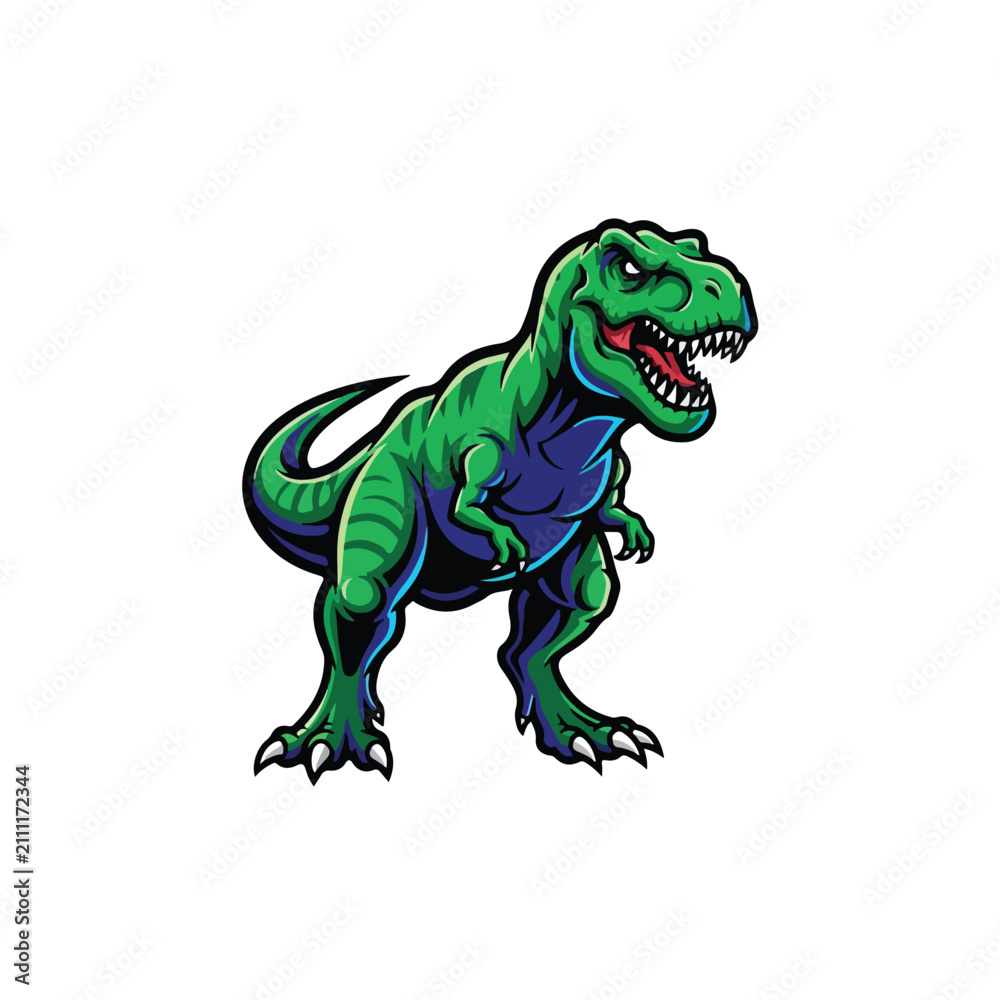 Fototapeta premium Aggressive TRex mascot illustration for sports team.