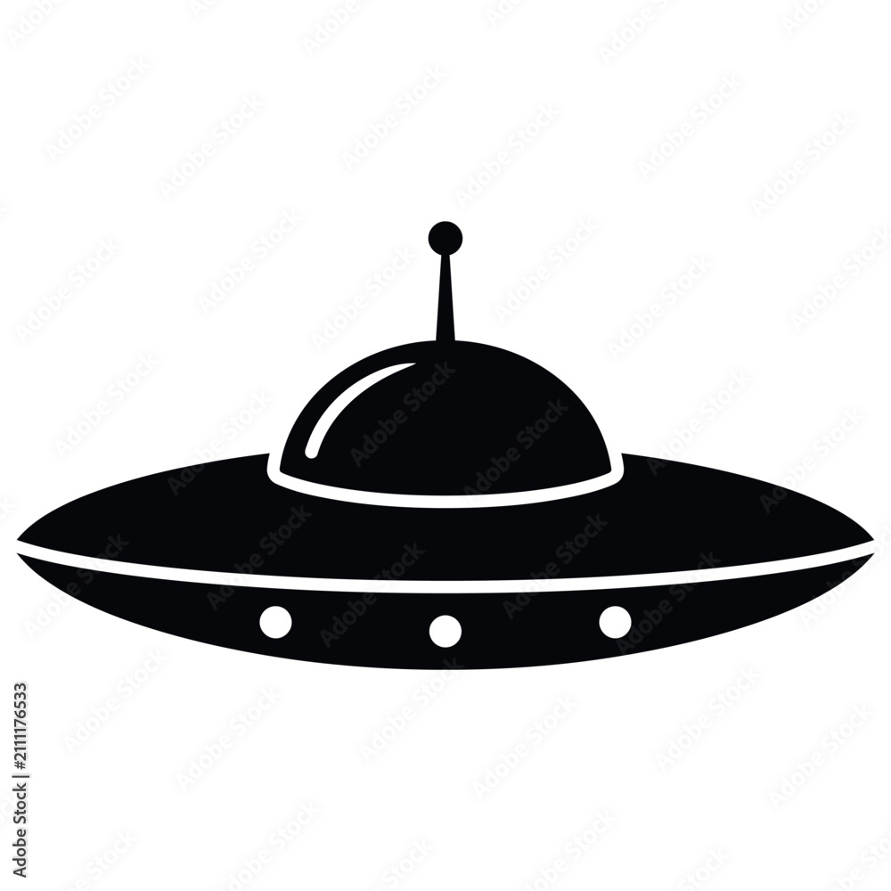 Fototapeta premium UFO silhouette vector icon isolated on white illustration