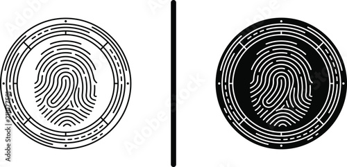 Biometric fingerprint scanner icon vector for identity verification and digital access security