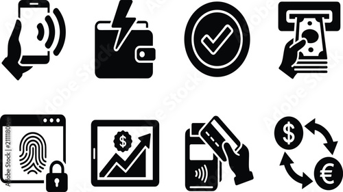 Foto Digital Payment and Mobile Financial Technology Icon Set Featuring Contactless W