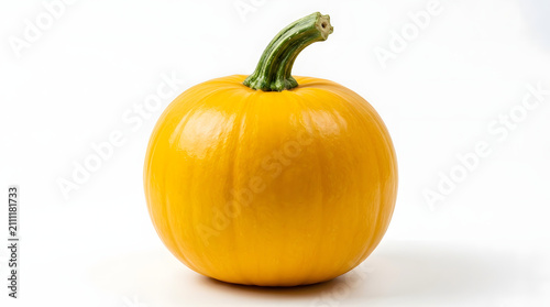 Ripe Orange and Yellow Pumpkin Isolated on White Background Fresh Autumn Harvest Squash for Halloween Thanksgiving and Seasonal Decoration