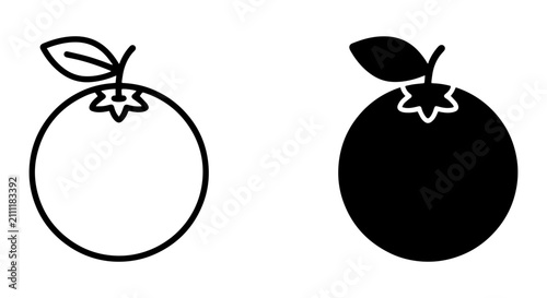 Simple Orange Icons, Fresh Fruit Vector Graphics, Healthy Food Symbols, Citrus Outline and Silhouette