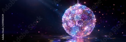 Rose covered crystal disco ball for Valentine's Day celebration and romantic party design